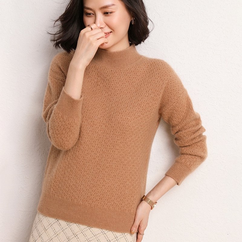 

2021 New Soft Jumpers for Women Turtleneck Winter Warm Thick Sweater 100% Cashmere Knitted Pullovers Ladies 5colors Loose Clothes Mjk6, As picture 3