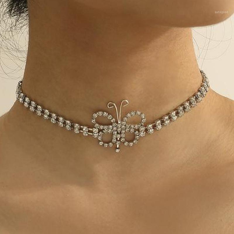 

Chokers Women Fashion Crystal Butterfly Choker Necklace For Rhinestone Chain Party Jewelry Gifts1