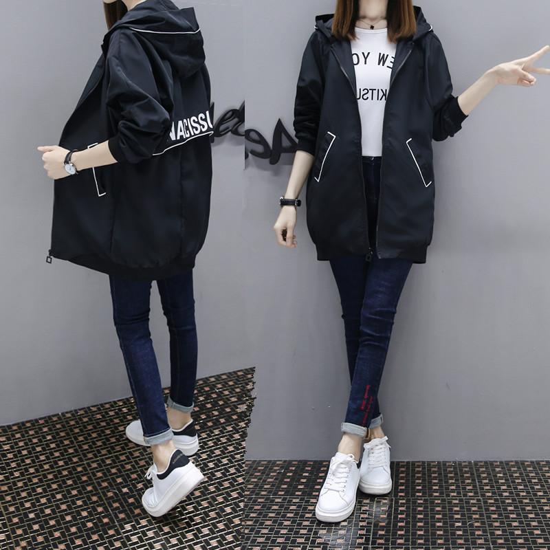 

Fashion Long Trench Coats For Women 2020 Spring Autumn Windbreaker Outerwear Female Hooded Coats A1522, Black