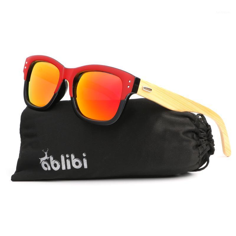 

Ablibi Bamboo Sunglasses for Women Red Polarized Coating Mirrored Sunglasses in Wood Box1