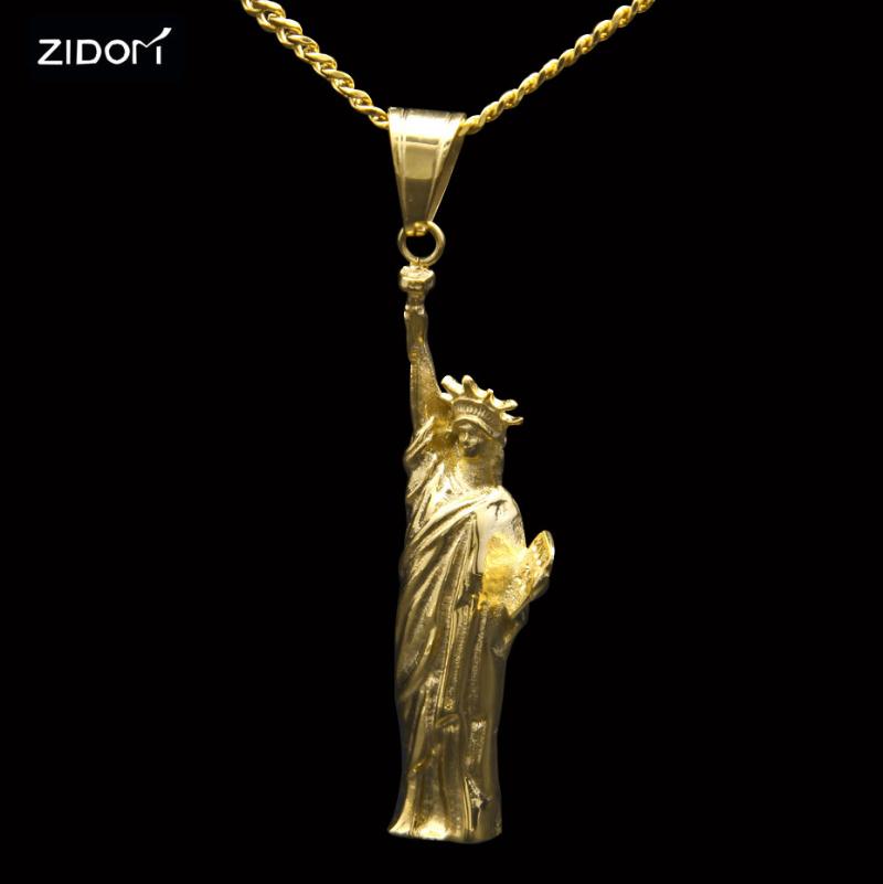 

Stainless Steel Gold color Hip hop Statue of Liberty shape pendant necklace 60cm long link chain fashion necklace for best gifts