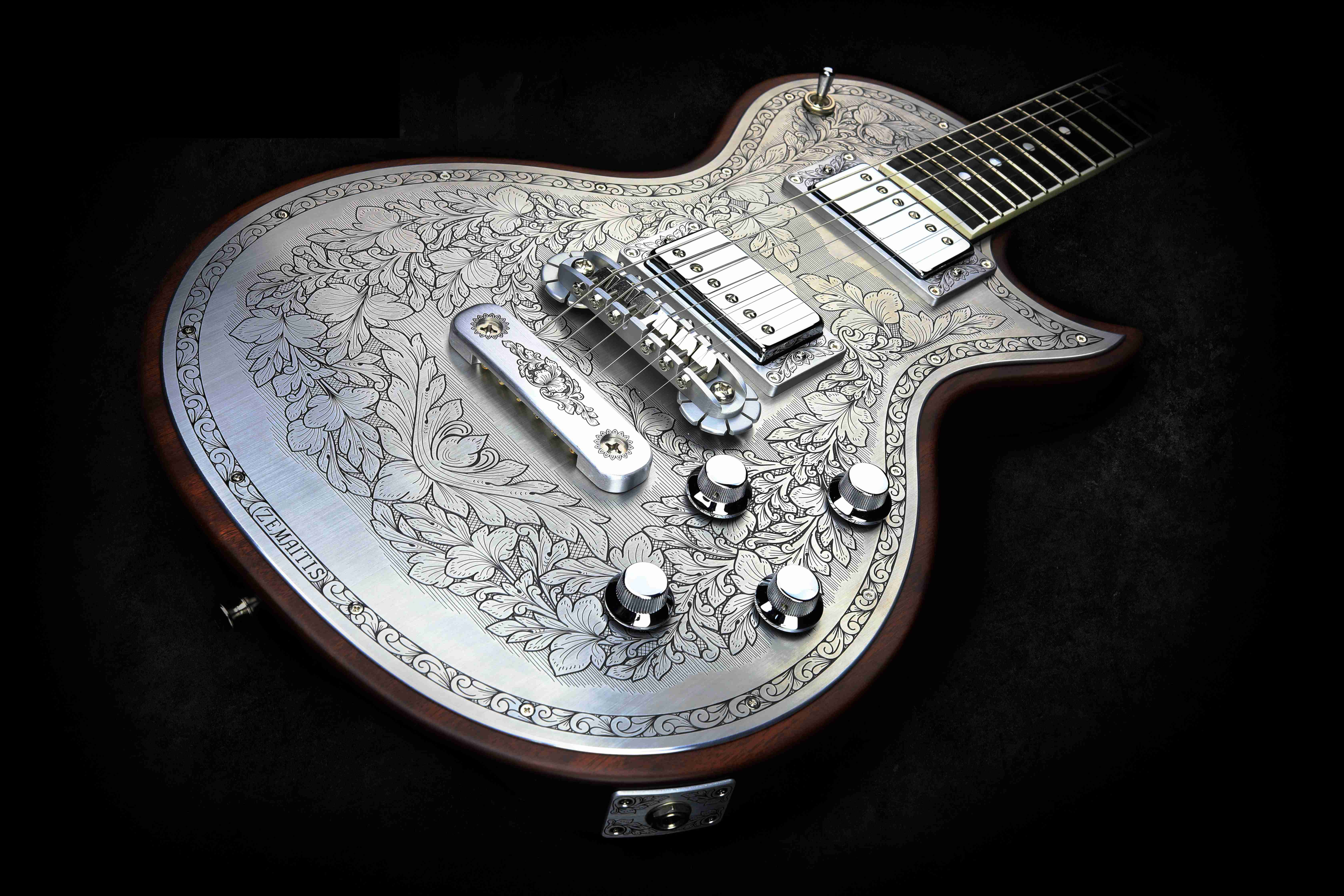 

Super Rare Maitis Casimere MFP22 Metal Front Natural Electric Guitar Flower Top, Satin Finished