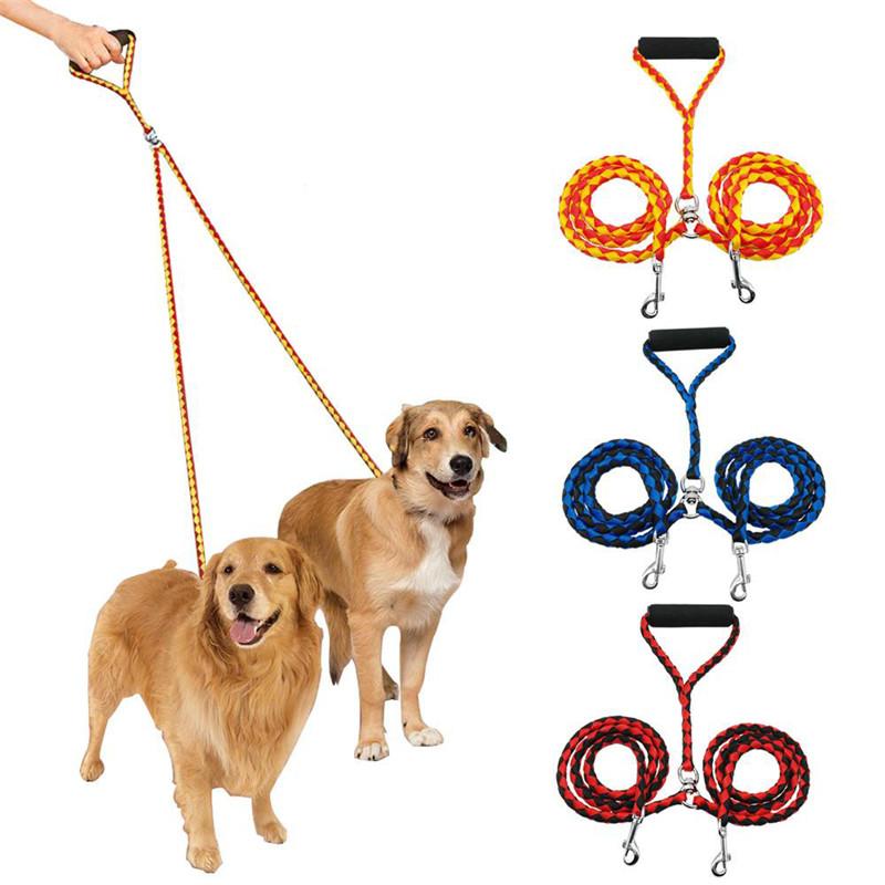 

1 PC Durable 1-to-2 Nylon Thickening Soft Tensile Training Traction Rope Leash for Pet Dog High Quality