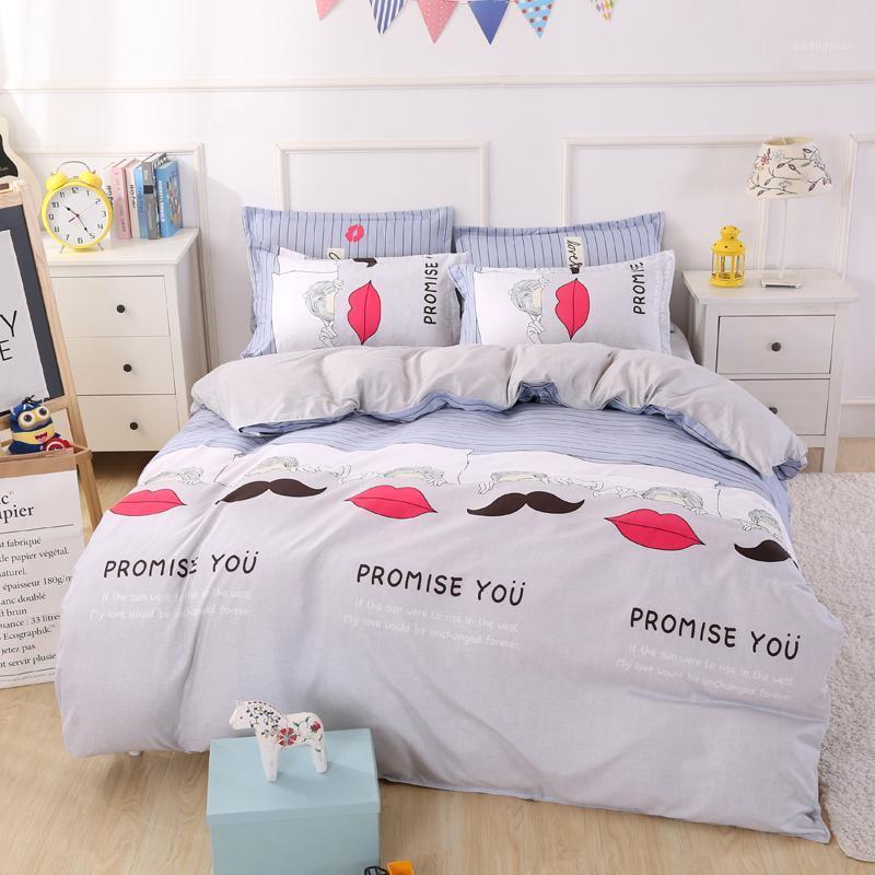 

Plaid Bedding Set 4pcs polyester Cotton Duvet Cover Bed Sheet 2pcs Pillowcases Bedroom Textile Bed Linen Queen Kids Set1, As