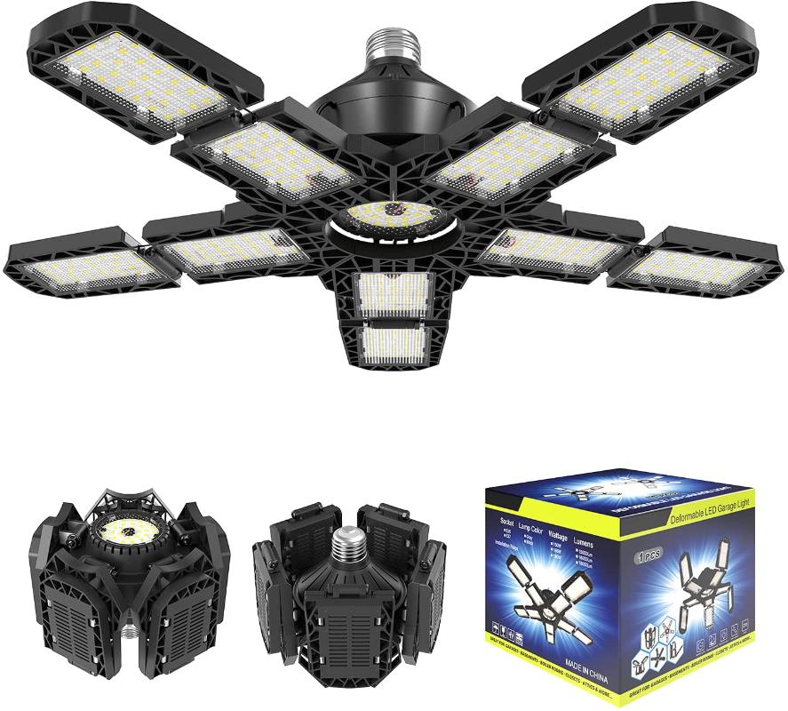 

Ceiling Lights Led Garage Light ,363LEDS,180W, 18000LM Lighting E26 E27, 6000K ,Dimmable ,Adjustable Desigin,