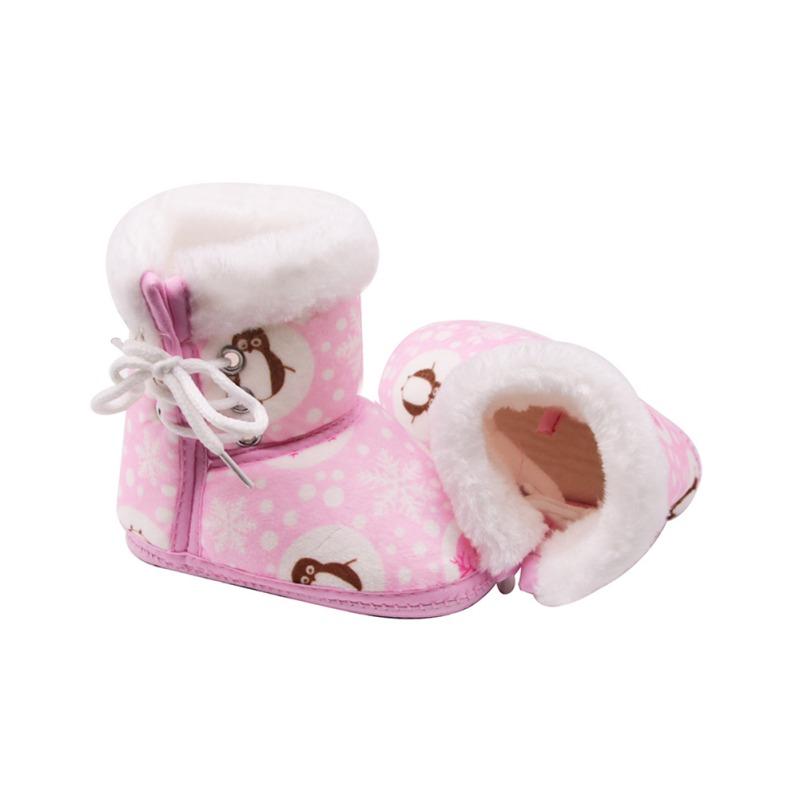 

18M Winter Warm Boots for Baby Toddler Lace Up All-match First Walkers baby Girls Boys Print Shoes Soft Sole Booties