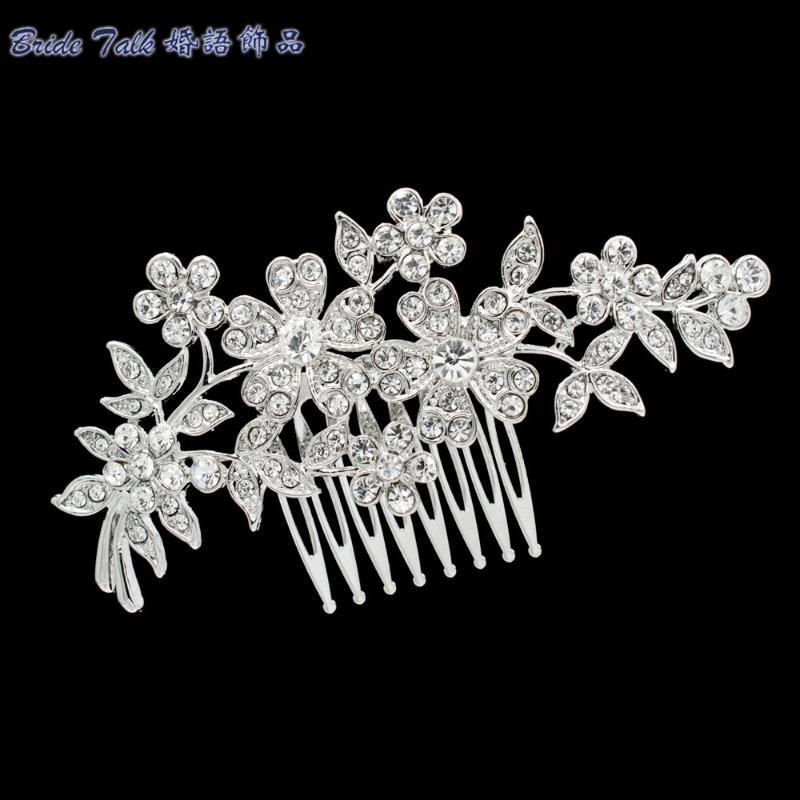 

Rhinestone Crystals Flower Hair Comb Hairpins for Bridal Wedding Hair Jewelry Accessories XBY080