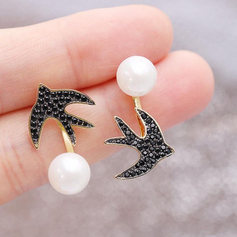 

Red Trees Fashion Asymmetrical Stud Earrings Jewelry Best Friend Gift 925 Sterling Silver Needle Swallow Earrings For Women