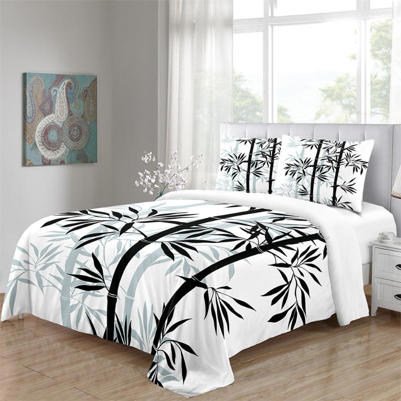 

3PCS Leaf Bedding Set King Colorful Bedlinen Fall Autumn Tree Leaves Duvet Cover Stunning Black Bed Set