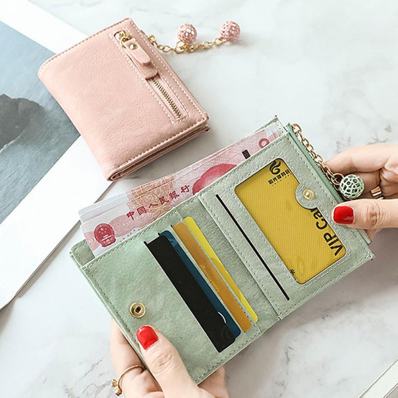 

Good Sale Women Wallet Small Cute Wallet Women Short Leather Wallets Zipper Purses Short Coin Purse1, Jujube