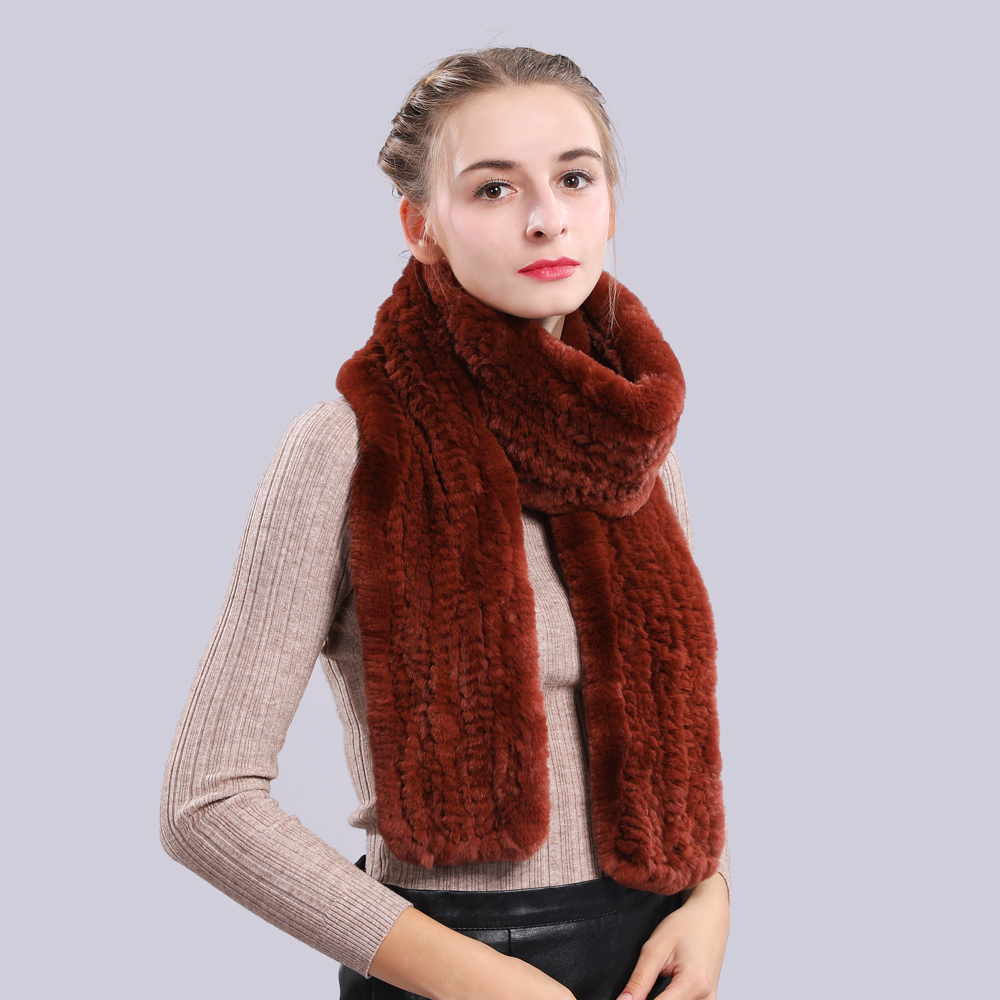 

Long winter Genuine Real Scarf Handmade Royal Poop Women's Scarves Rex Rabbit Fur Xaile