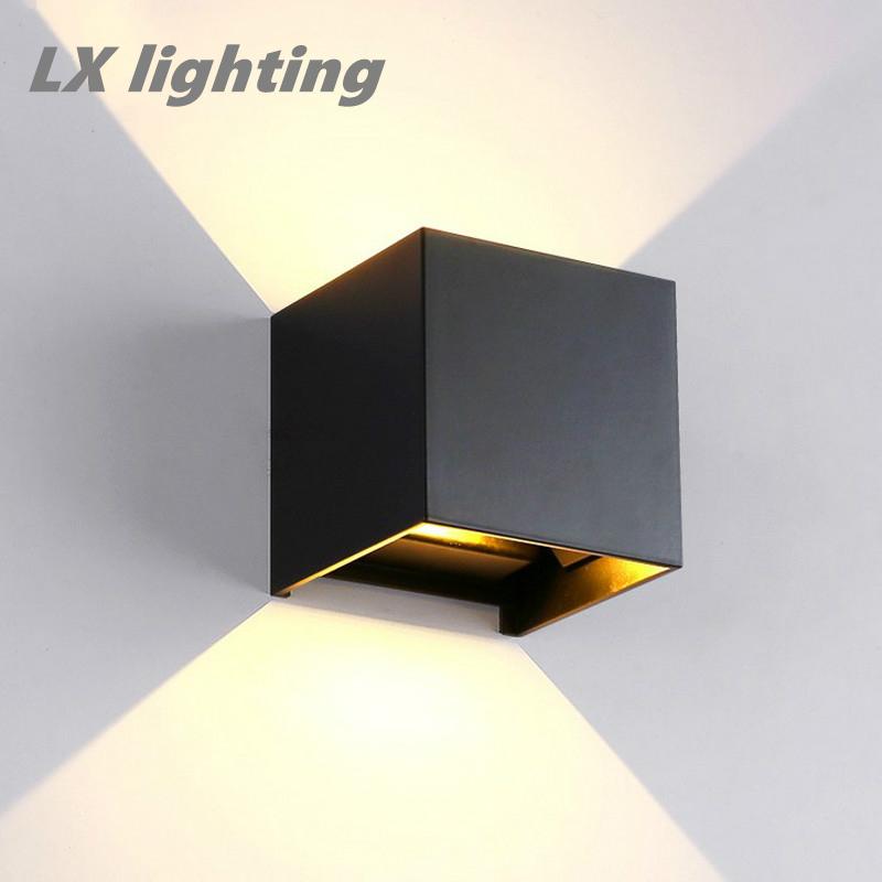 

Ip65 Led Modern Outdoor Waterproof Wall Lamp Indoor Aluminum Adjustable Black white Garden Bedroom Porch Light Industrial Decor