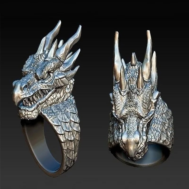 

Ferocious Faucet Ring Punk Cool Fashion Dragon Silver Plated Popular Versatile Delicate Accesories Women Mens Rings 4 5fsb K2