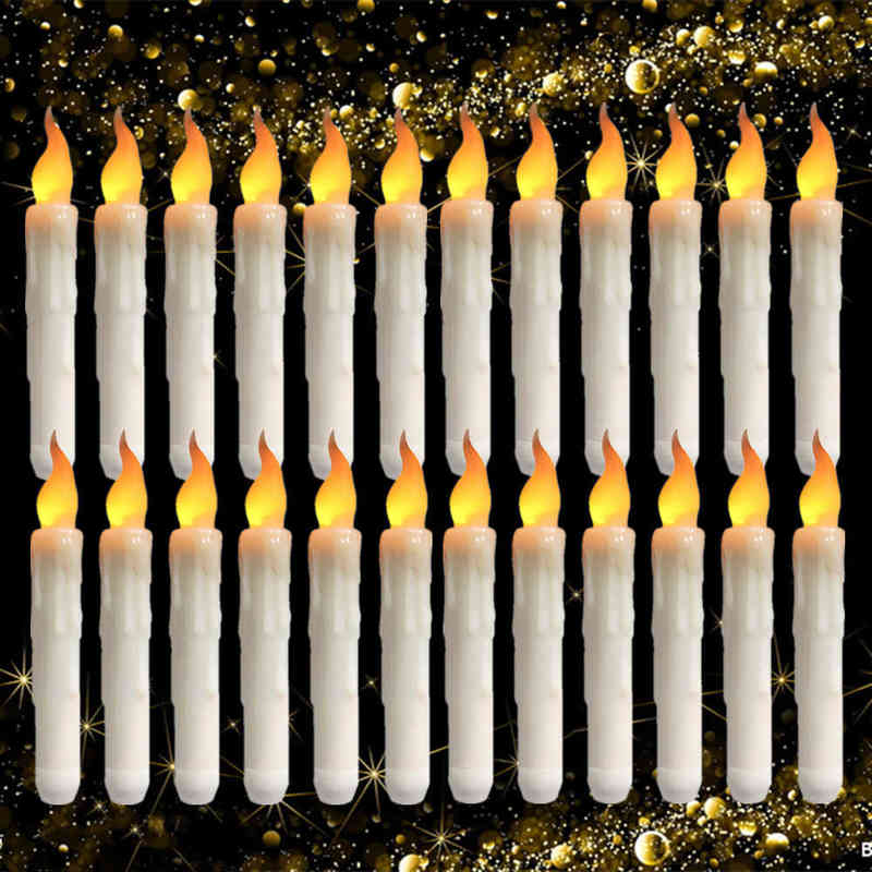 

12/24Pcs LED Flameless Taper Candles 6.5" Tall Tapered Candle Battery Operated Warm White Flickering Flame Handheld Candlesticks H1222