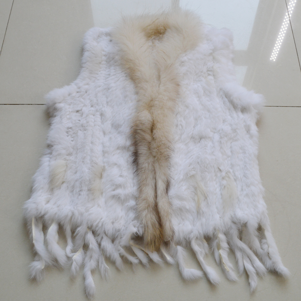 

Hot Seller Tag For Women Fur Borough 100% Genuine Royal Rabbit Collection of Real Goal Skin From Raccoon Vest, Black