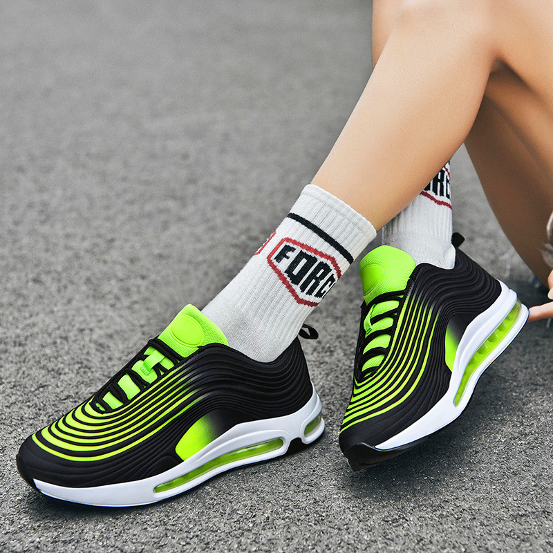 

High quality men's light comfortable air cushion casual lace walking shoes mujer zapatos, Light green.