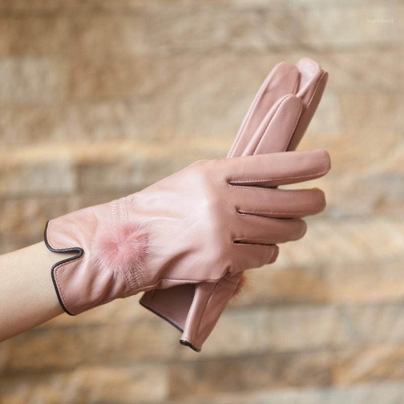 

Women's Sheepskin Warm Thickened Plush Gloves. Winter Korean Version of Women's Gloves. Leather Gloves1