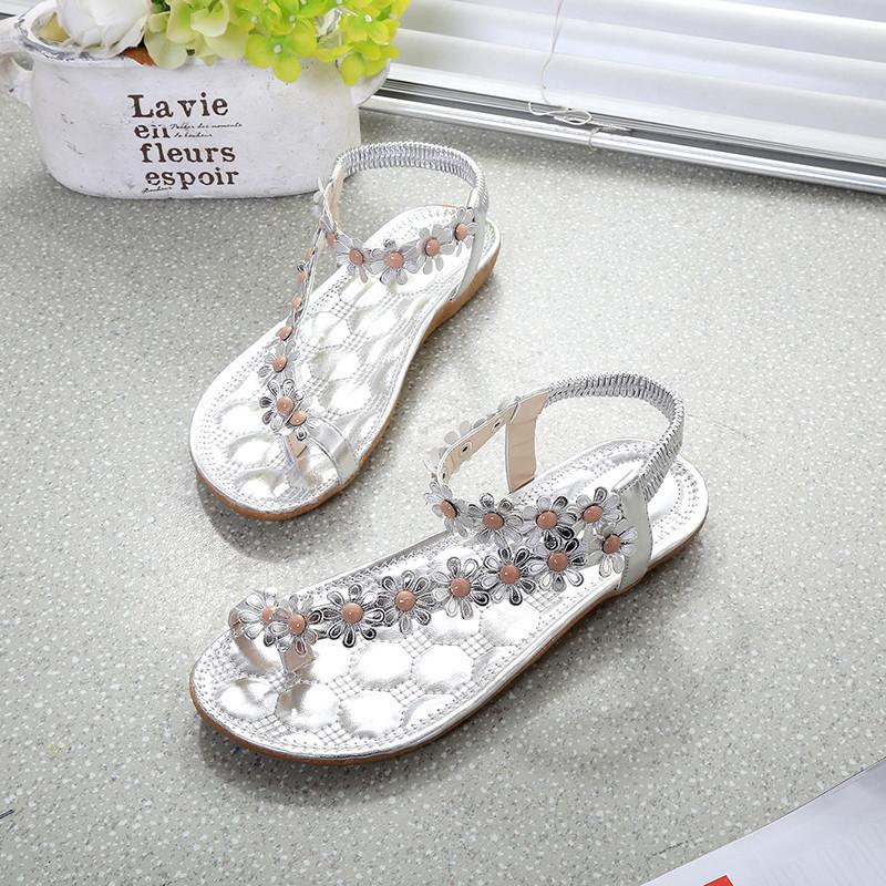 

Women Sandals Summer Women Shoes 2021 Fashion Flip Flops Flat Sandals With Flowers Bohemian Ladies Flat Shoes, White
