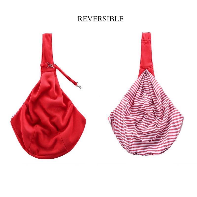 

Pet Small Dog Cat Carrier Bag Plush Pink Stripe Available Both Sides Hands-Free Soft Comfy Puppy Strap Shoulder Useful Products