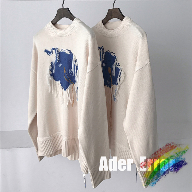 

Blue Graffiti Embroidery Tassel Sweaters Women Men 1 High Quality Fleece Knitted Crewneck