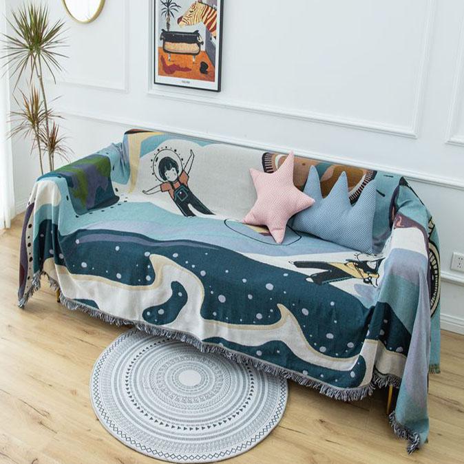 

Aggcual Travel space nordic throw blanket cartoon Double sided sofa blanket cover Bedspread Anti-Pilling Europe tapestry XT153