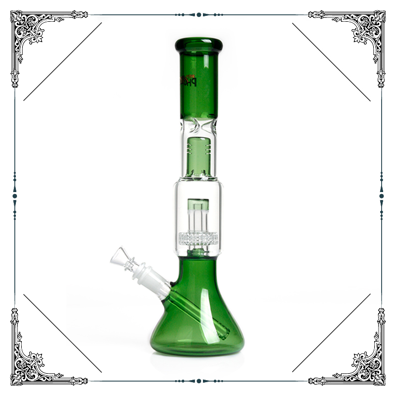 

Phoenix star glass beaker bong Water pipe splash guard tyre percolator glass smoking hookah pipe glass water pipe 14 inch