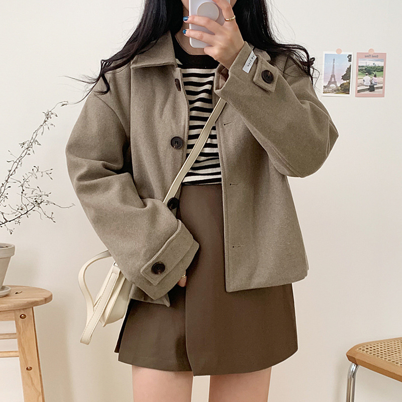 

Woolen coat women's autumn winter 2020 new short short, loose and gentle temperament style design feeling solid color top 7UR5, My12111 picture color