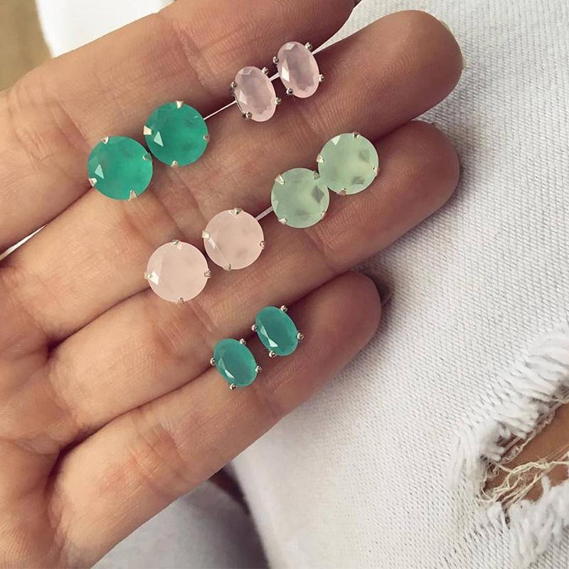 

5 Pairs/Set Bijoux Colorful Crystal Stud Earrings Set For Woman Boucle D'oreille Jewelry Wedding 2020 Dazzling Earring Brincos
