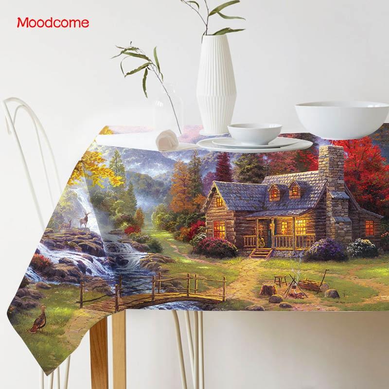 

Dreamlike Pastoral Colorful Scenic Oil Painting Wall Art Cotton Linen Tapestry Kitchen Tablecloth Waterproof Machine Wash, U23-28