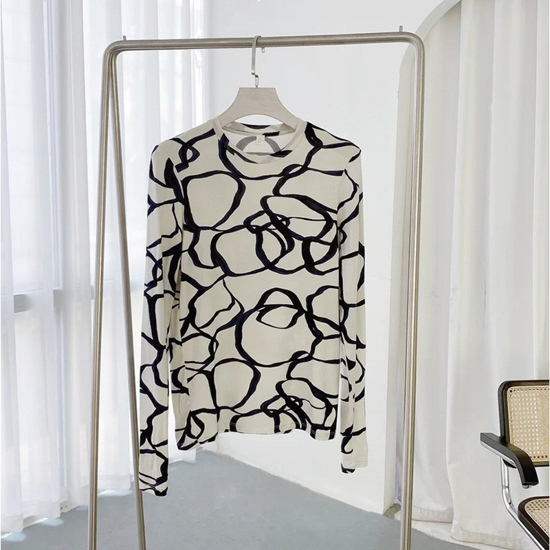 

White 2021 New Autumn Striped Top Street Wear Woman Clothes Kpop Shirt A492 PQJU