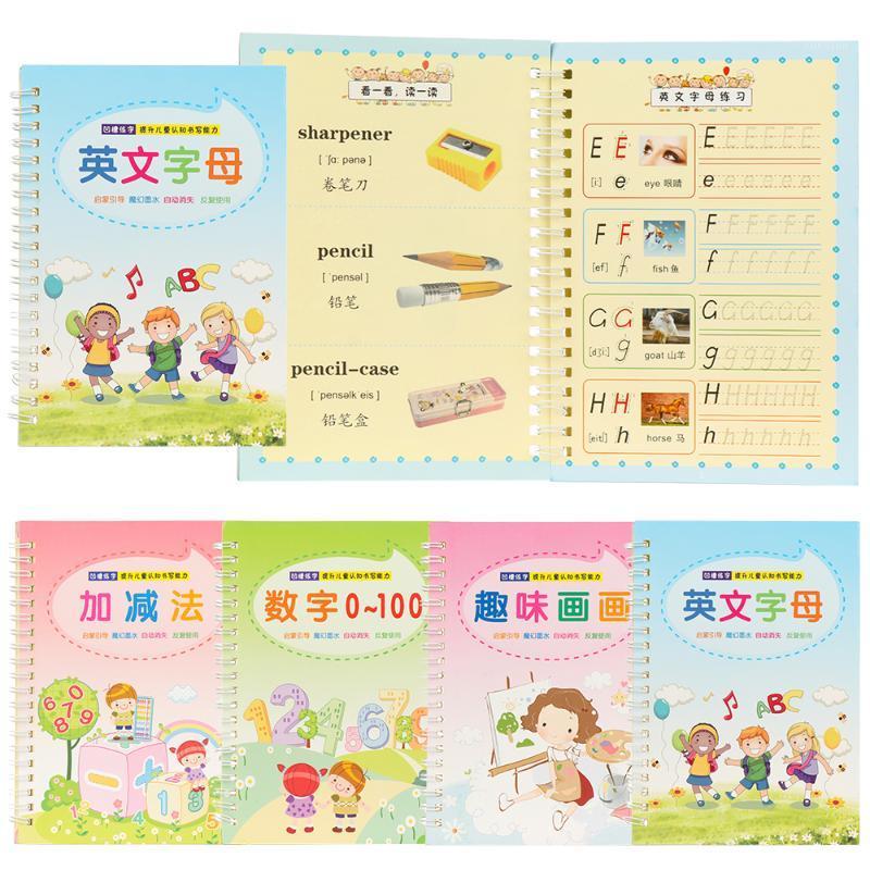 

Magic Writing Paste Groove Textbook Coloring Writing Board Kids Handwriting Book Reusable Practice Calligraphy Art Supplies1