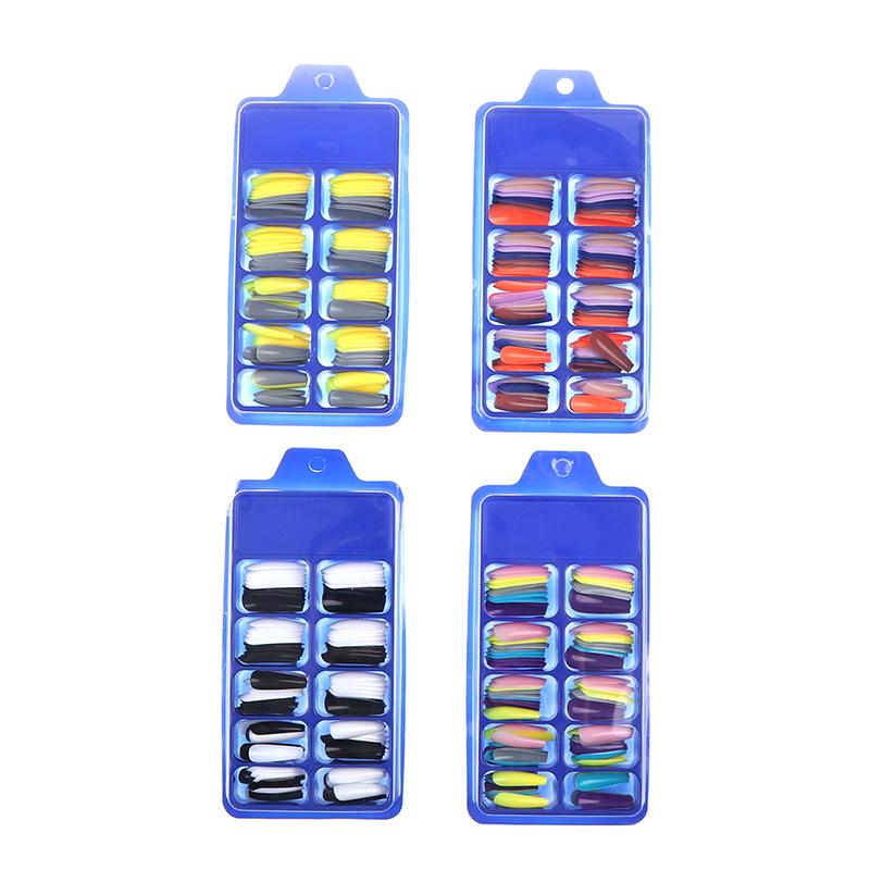 

100pcs Professional Fake Nails Long Ballerina French Acrylic Nail Tips Press On Nails, Fnhb0236-n4