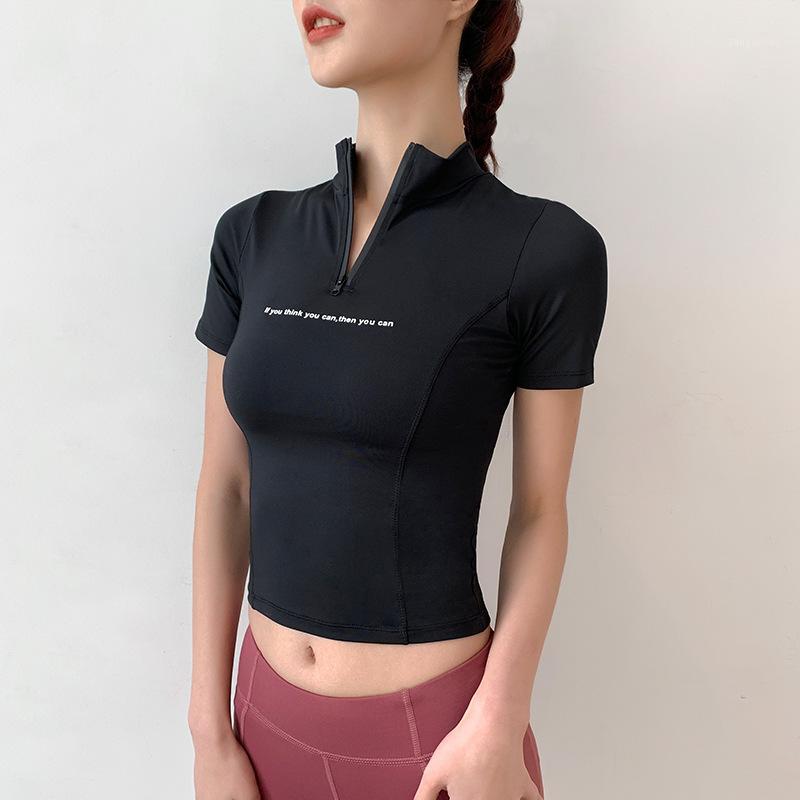 

Black Blue Rose Sports Tops Gym Women Short Sleeve Sports Jerseys Zipper Yoga Woman Gym Crop Tops Sport Wear Women Fitness Shirt1