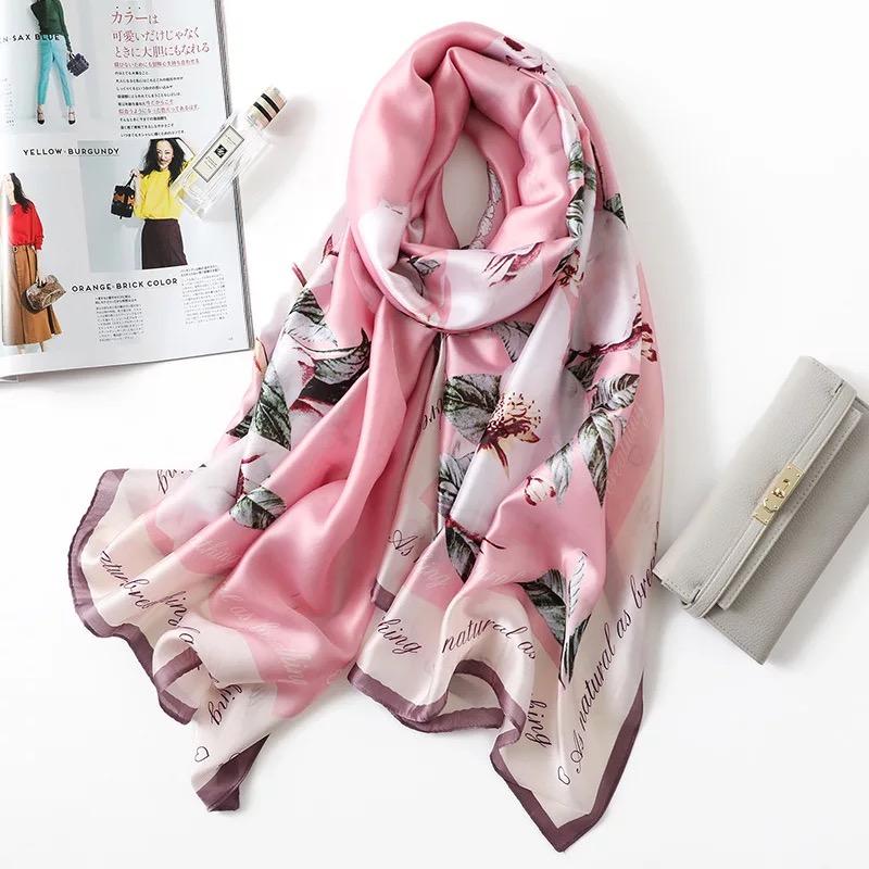 

2020 women scarf Classic silk scarves shawls lady wraps soft pashimina female Echarpe Designer beach stole bandana