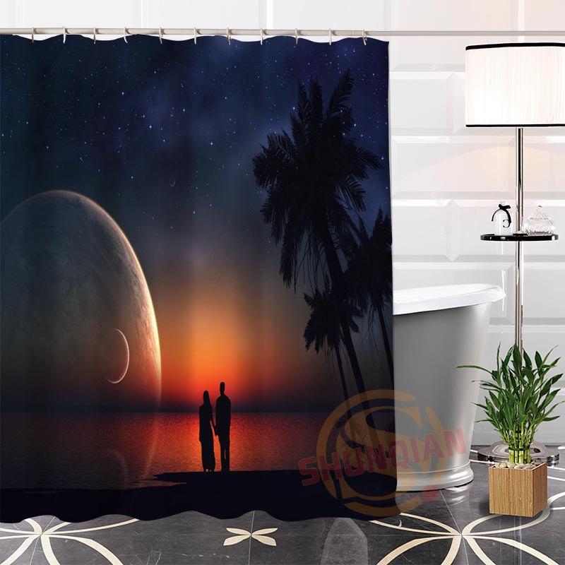 

Hot 100% Polyester Custom Lovers@2 Fabric Popular Modern Shower Curtain bathroom With Hooks High Quality H0223-84
