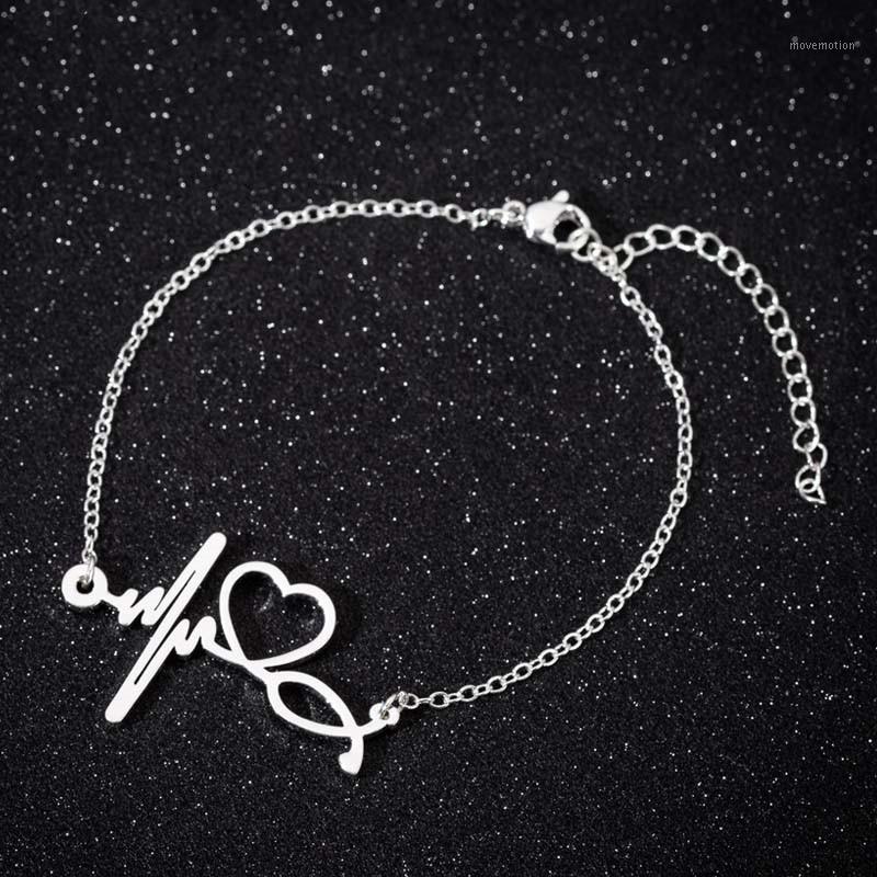 

Stainless Steel Heartbeat Cardiogram Bracelet Stethoscope Women Bracelets Bangles1