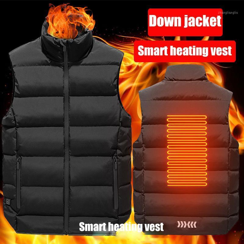

USB Heating Jacket Winter Warm Heated Vest Men Women ElectricGraphene Ski Hiking Vest Thermal Battery Clothing1, Black