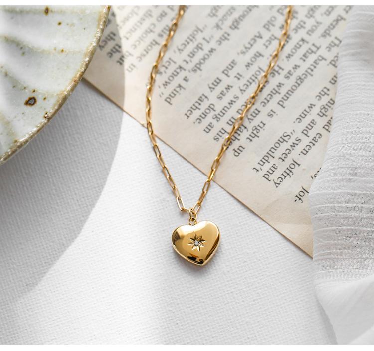 

Chokers Timeless Wonder Titanium Zirconia Sunburst Heart Chains Necklace Women Jewelry Stainless Steel Sweet Goth Boho Top Ins Gift 6333