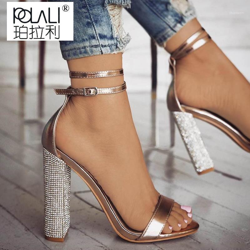 

new Women Heeled Sandals Bandage Rhinestone Ankle Strap Pumps Super High Heels Square Heels dress Lady Shoes plus size 34-43 &211, Black