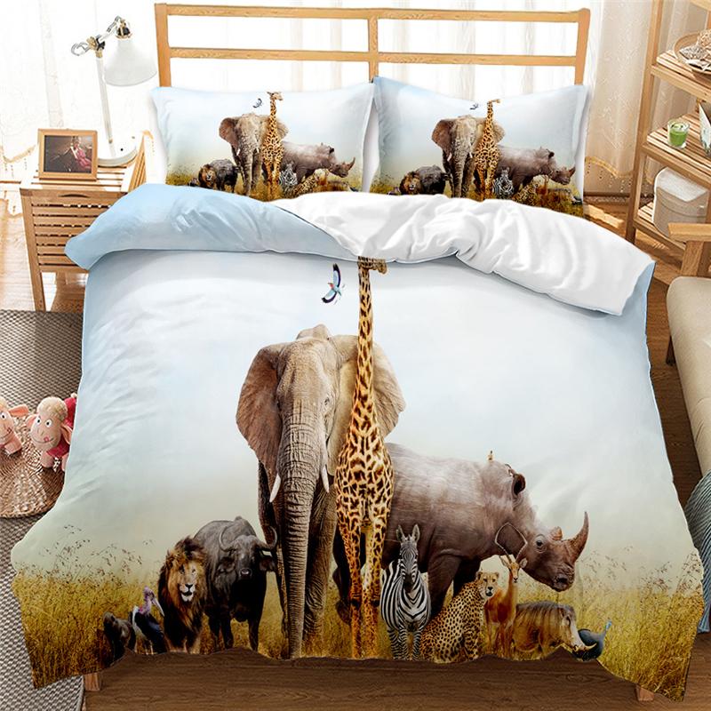 

Elephant Bedding Sets Duvet Cover Bed Linen Bedclothes Comforter Bedclothes (NO Sheet) AYR For Kids Bed Christmas Gifts, As picture