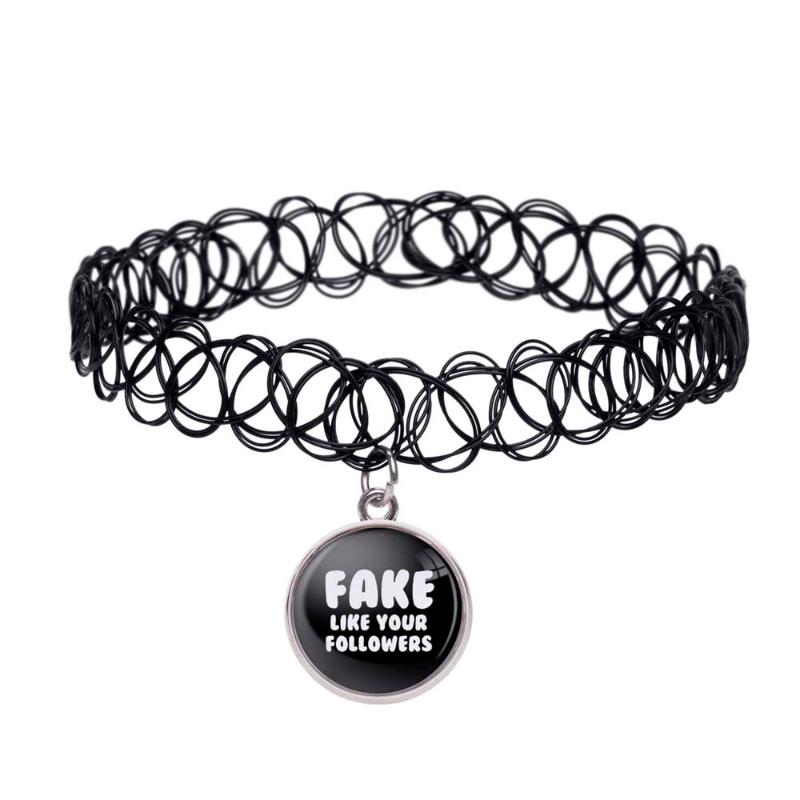 

Hot Tattoo Choker Stretch Black Retro Pendant Necklace Elastic Boho Gothic F625