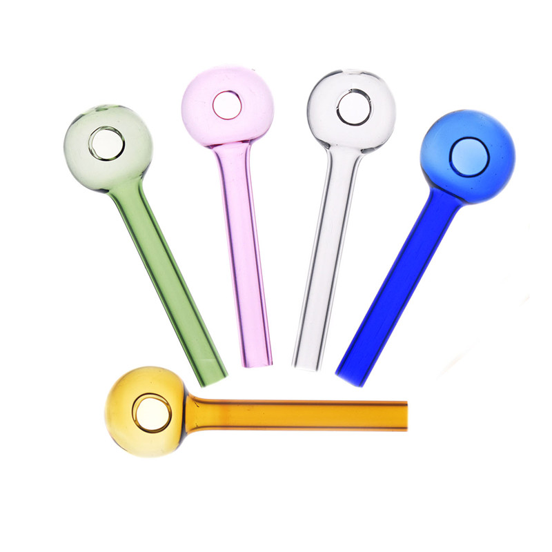 

Factory price 4inch Thick Pyrex Glass Oil Burner Pipe Colorful Smoking Handle Pipe Glass Bong Oil Nail Pipe Rig 30MM BALL IN STOCK