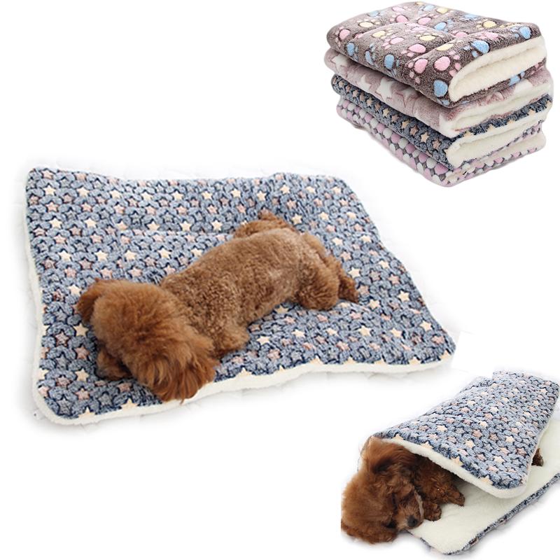 

Soft Flannel Thickened Pet Soft Fleece Pad Pet Blanket Bed Mat For Puppy Dog Cat Sofa Cushion Home Rug Keep Warm Sleeping Cover, Coffee -footprint