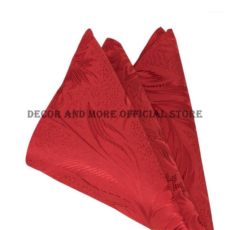 

50PCS Wholesale Red Gold White Jacquard Table Napkin Decor Poly Solid Dining Napkins For Hotel Wedding Banquet 48CM/19Inch1