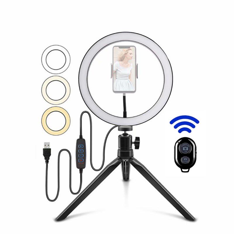 

26cm Dimmable Light Led Lamp Ring with Tripod Stand Studio Bluetooth Remote Control Selfie Ring Photographic Ringlight Video