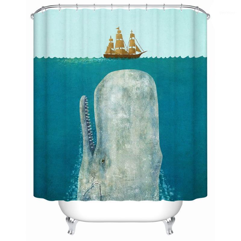 

Angry Whale Rammed The Boat Waterproof Shower Curtain Bathroom Curtain Eco-Friendly Bathroom Products Shower Curtains Y-1221