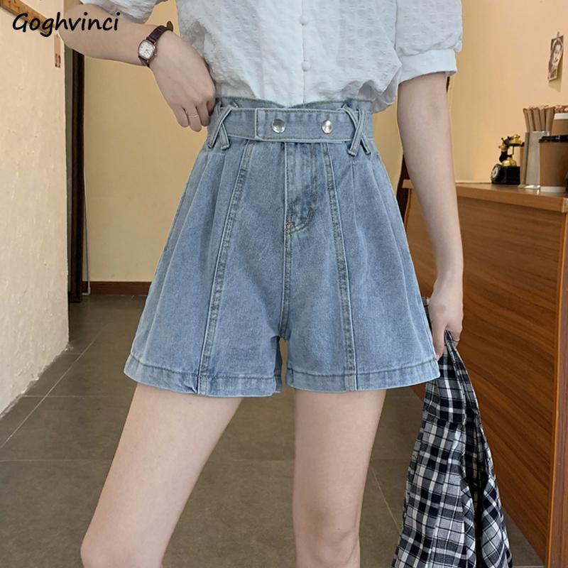 

Shorts Women High Waist Denim Waistband Wide-leg Loose All-match Casual Korean Style Harajuku Simple Chic Womens Popular Daily, Blue