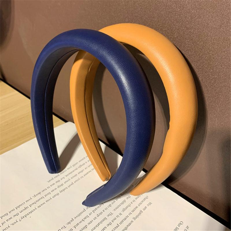 

Big Wide Hairband Pu Solid For Women Thick Sponge Hair Accessories Headband Girls Head Wrap Retro Vintage Wholesale