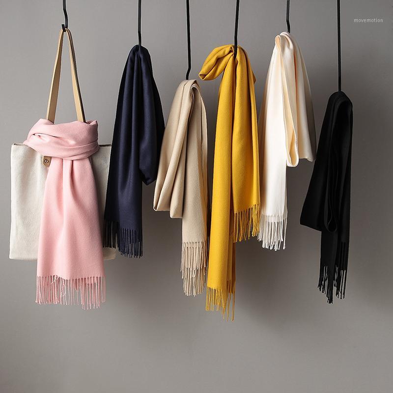 

Tassel Shawls Foulard Scarf Solid Color Soft Oversized Scarf Thick Warm Imitation Cashmere Scarves Muslim Head Scarves1