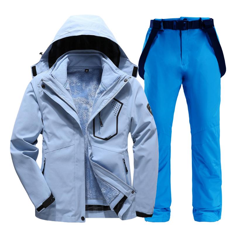 Winter Ski Suit Women 2 In 1 Ski Jackets + Pants For Women Warm Waterproof Windproof Skiing And Snowboarding Suits